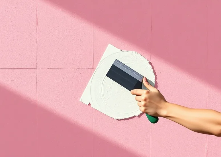 Application d'un enduit décoratif à la lisseuse sur un mur