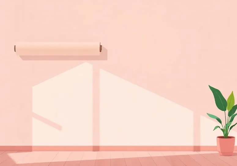 Pose de papier peint, rouleau et brosse à maroufler